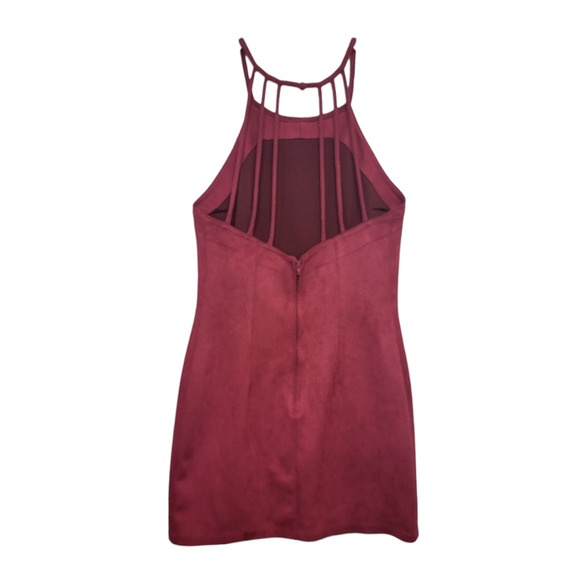 Urban Outfitters Women's Sally Faux Suede Strappy Back Mini Dress Red Size 8 - Picture 4 of 7